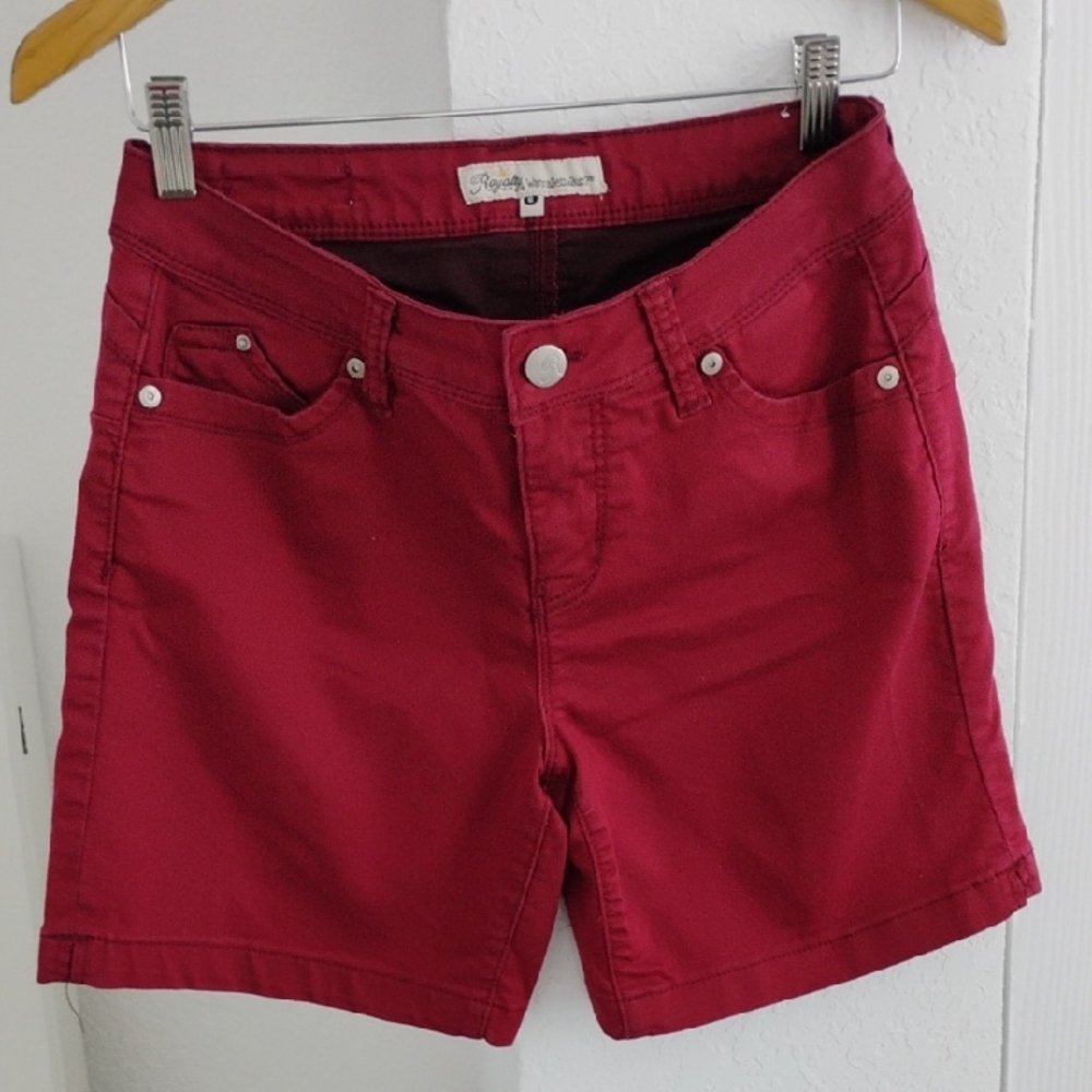 Royalty For Me Red Bermuda Shorts Cotton Blend
